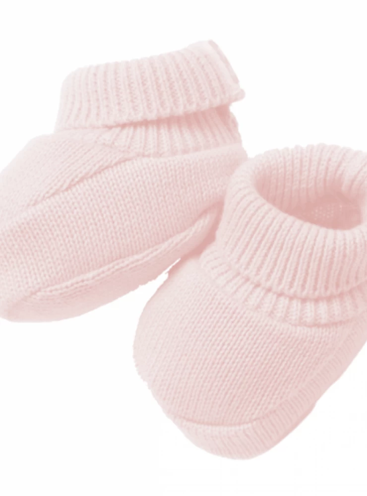 Cotton knit booties. Pink or blue.