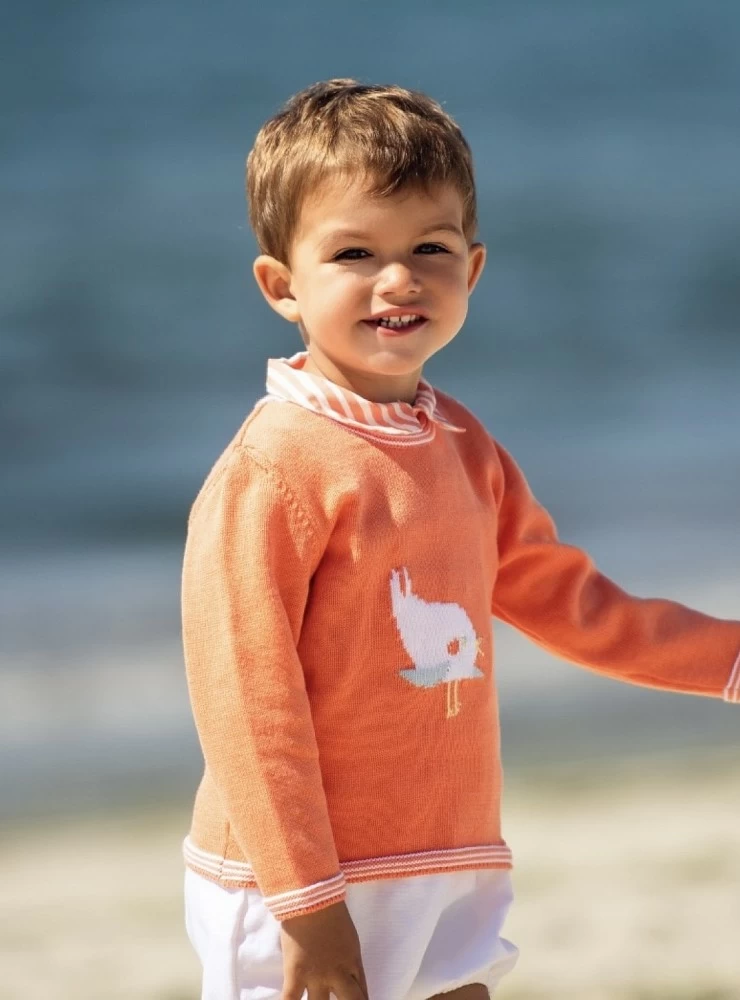 Cotton knit jumper Little birds collection by Foque