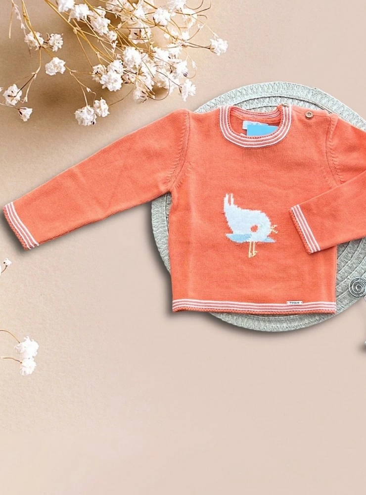 Cotton knit jumper Little birds collection by Foque