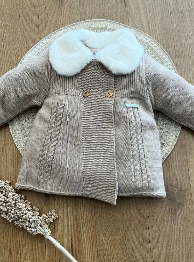 Don Algodón unisex baby coat in sand color