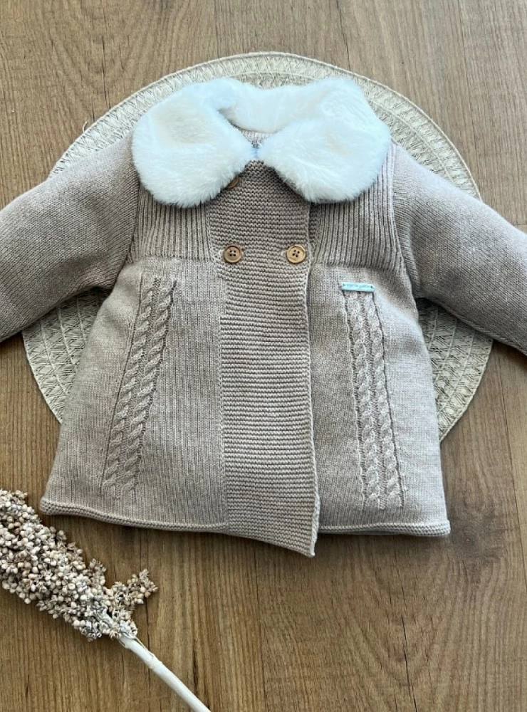 Don Algodón unisex baby coat in sand color