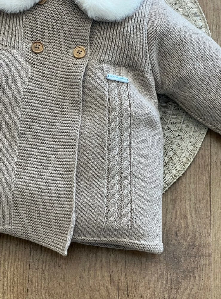 Don Algodón unisex baby coat in sand color