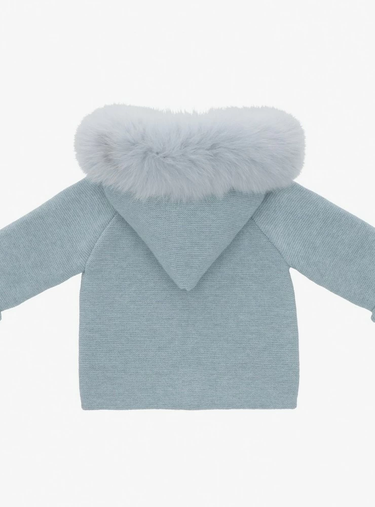 Double knit duffle coat with natural fur hood. azure collection