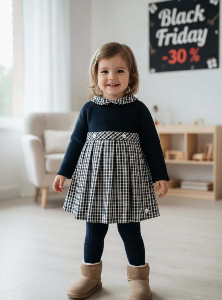 Dress in knit and fabric Dark Blue collection