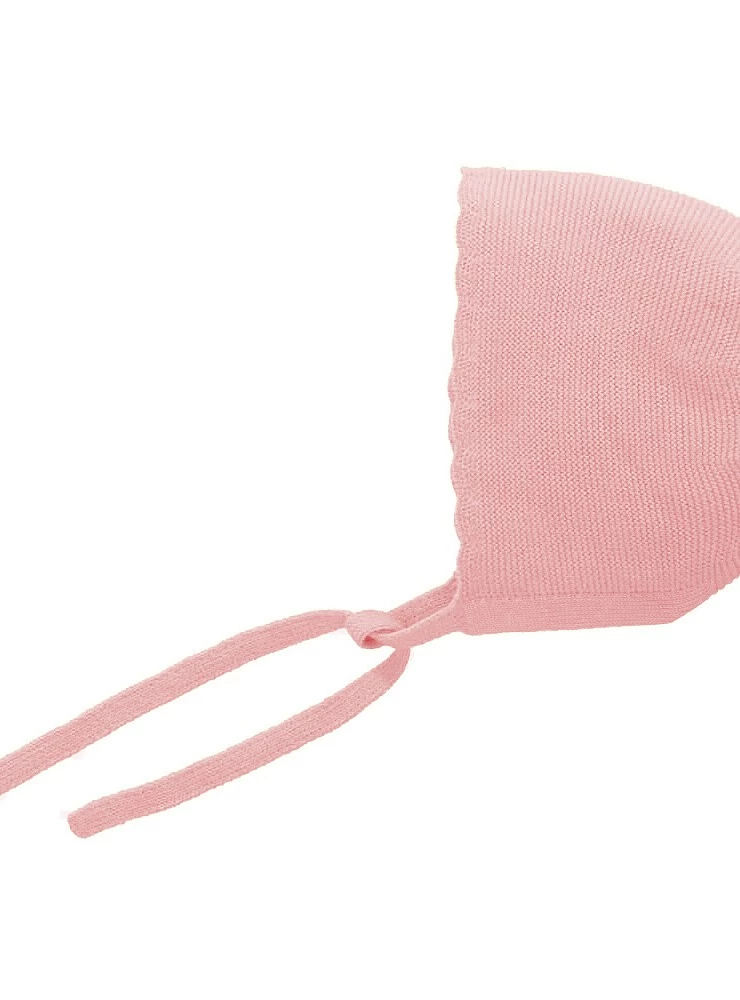 Dusty pink cotton knit hood.