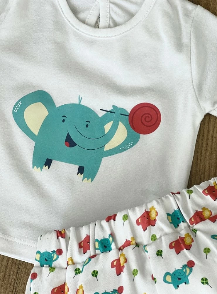 Elephant family boy's cotton set