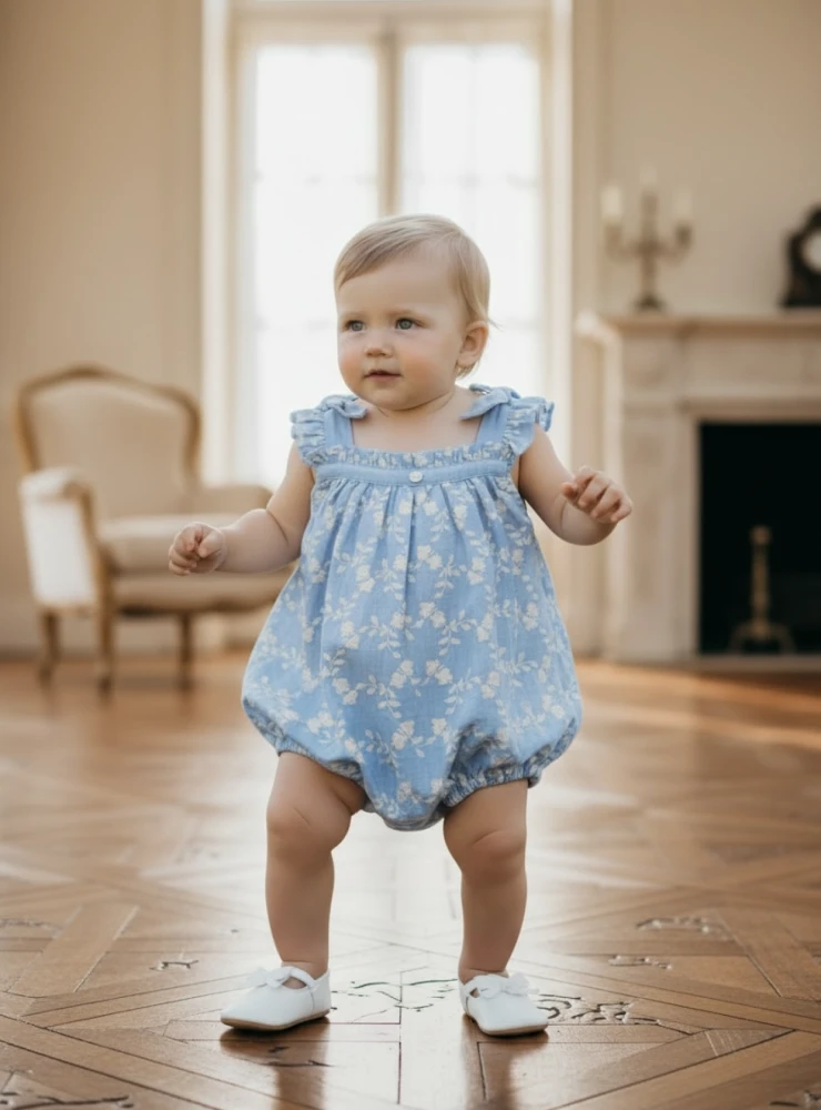 Embroidered muslin romper Surrey Collection