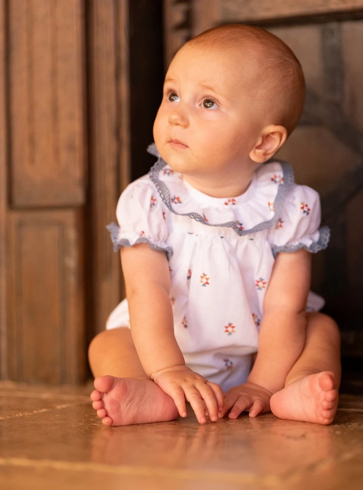 Embroidered romper for boy, Mosaic collection