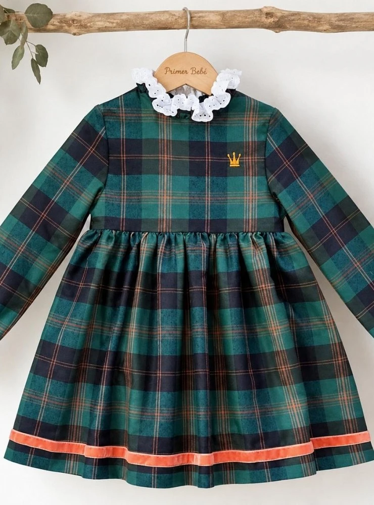 Eva Castro Susane green plaid dress for girls