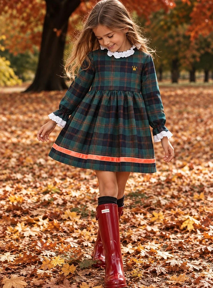 Eva Castro Susane green plaid dress for girls