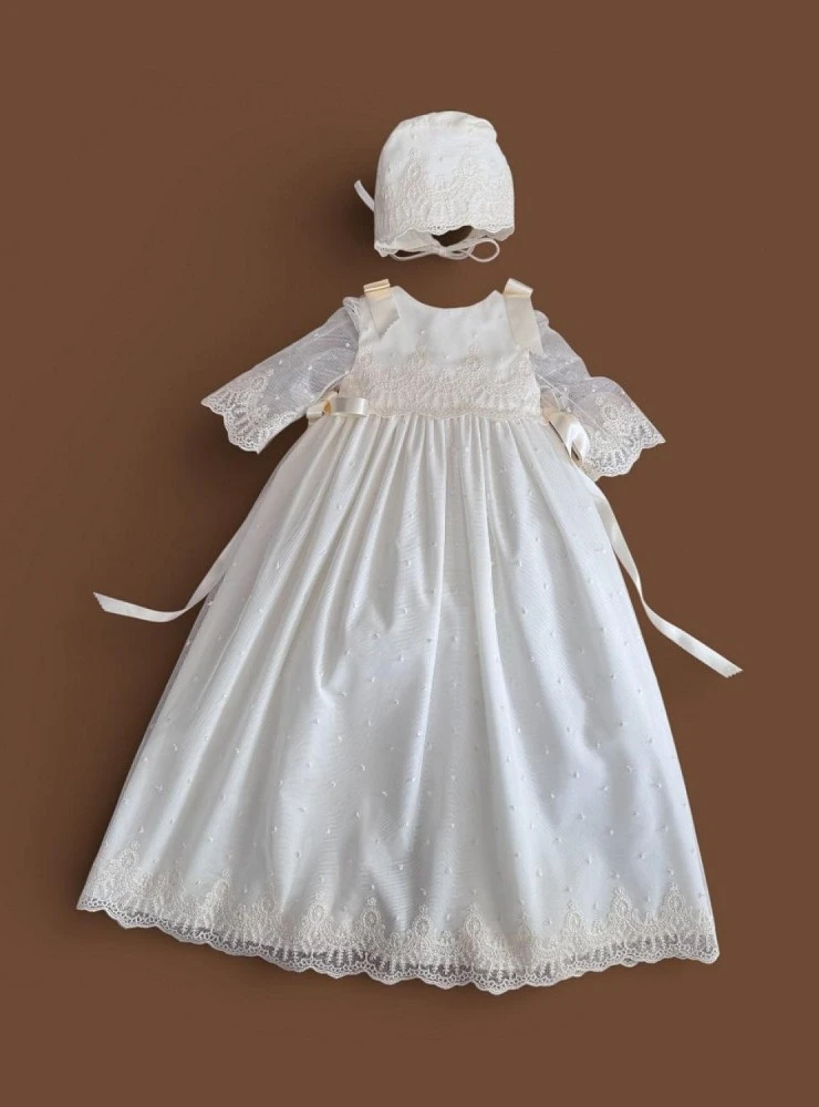 Faldón de bautizo unisex con capota y braguita | Colección Fantasía