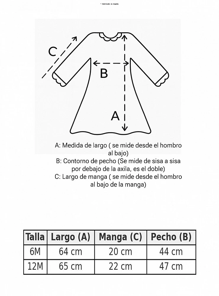 Faldón de bautizo unisex de organza con jaretas | Colección Nuez