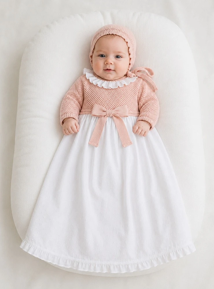 Faldón unisex de plumeti con cuerpo y capota de punto para bebé