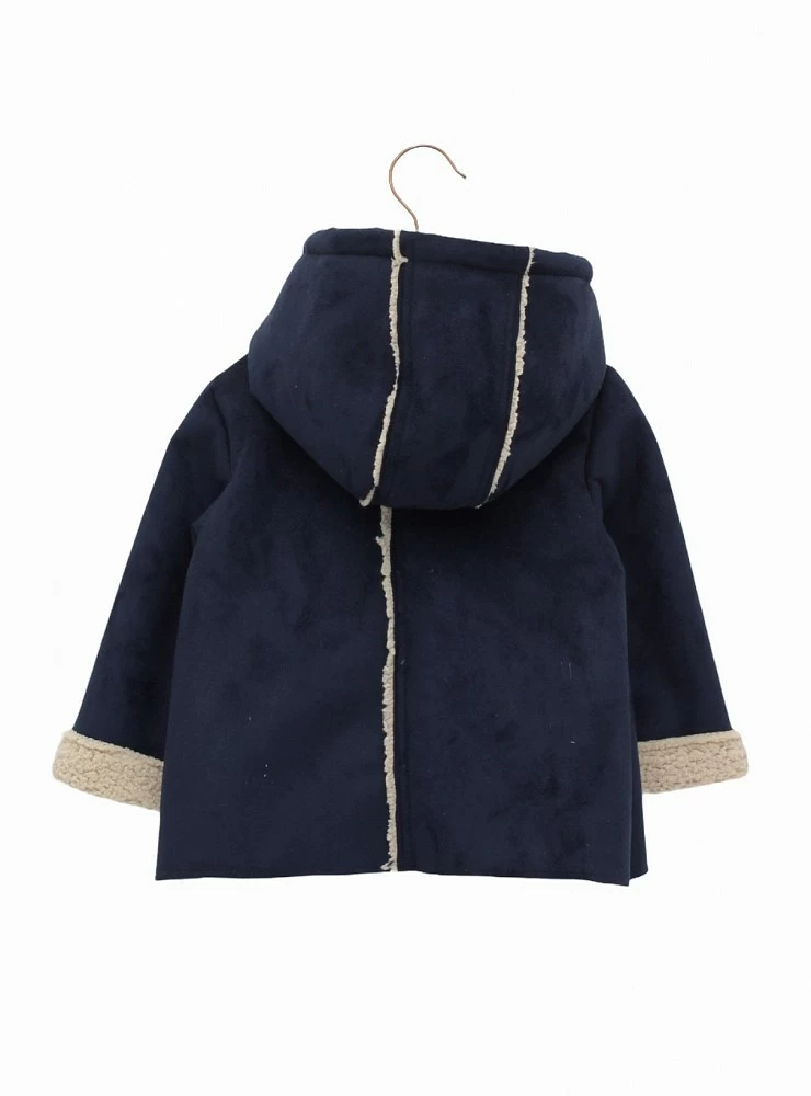 Foque brand boy's trenka. Navy suede with sheepskin