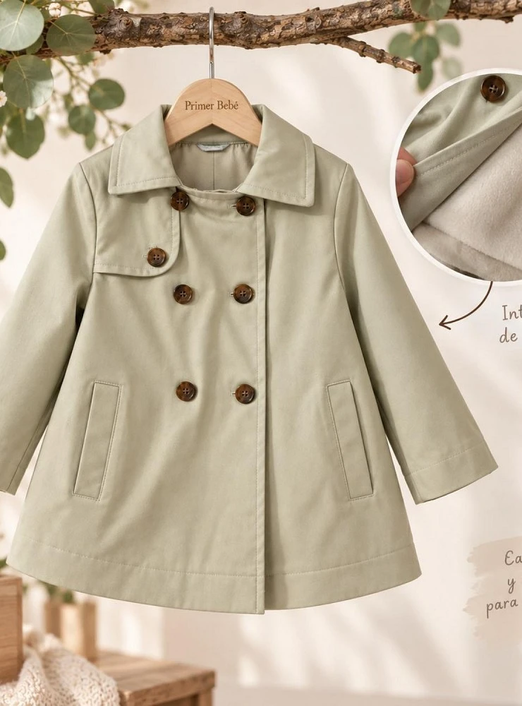 Gabardina camel para niña forrada de pelo