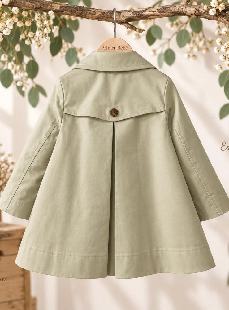 Gabardina camel para niña forrada de pelo
