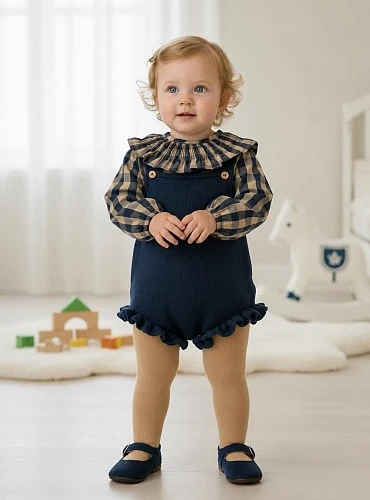 Girl's outfit with blouse and romper | Cherry Collection