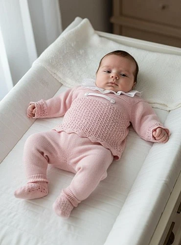 Girl's outfit. Powder pink jacket and leggings