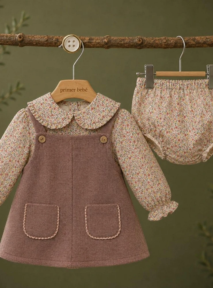 Girls' 3-Piece Set: Pinafore Dress, Blouse and Panties - Cascabel Collection