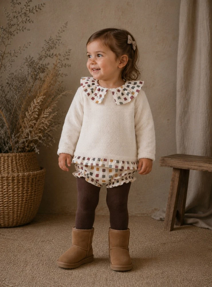 Girls' fleece sweatshirt and briefs set from the Parchis Collection