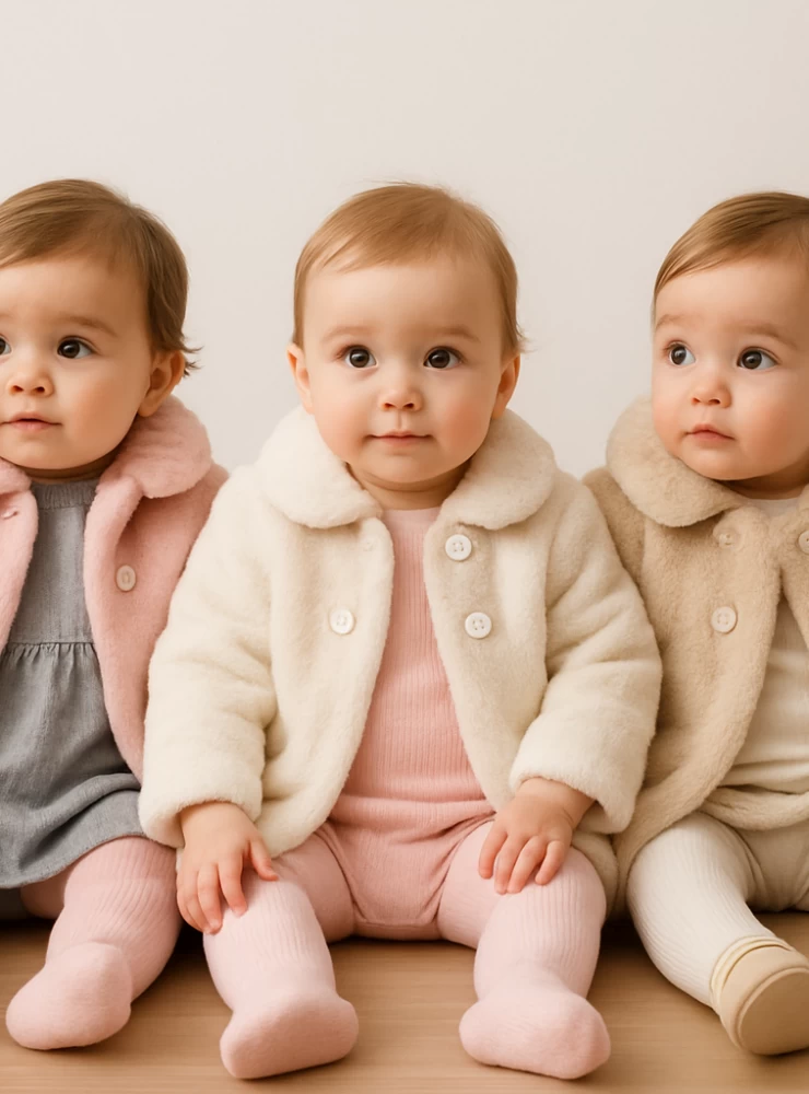 Girls' fur coat in three colors. Fur lining.