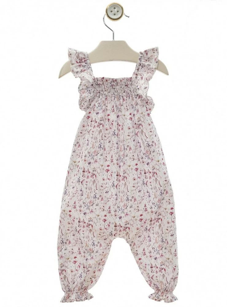 Girl's jumpsuit with flower print Peces collection