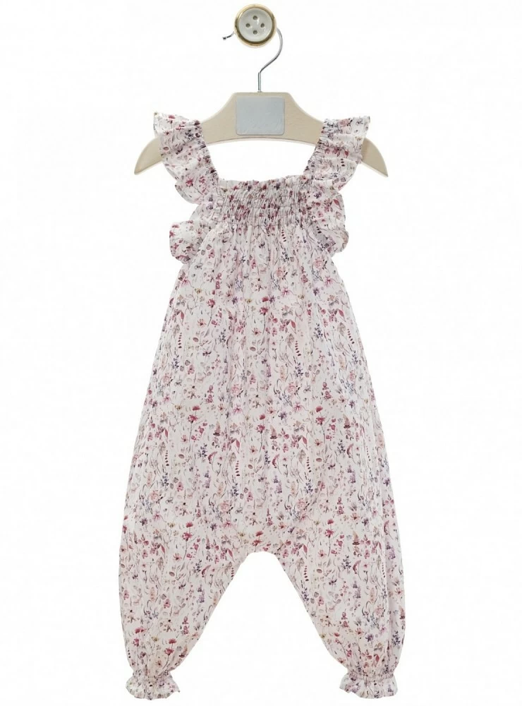Girl's jumpsuit with flower print Peces collection