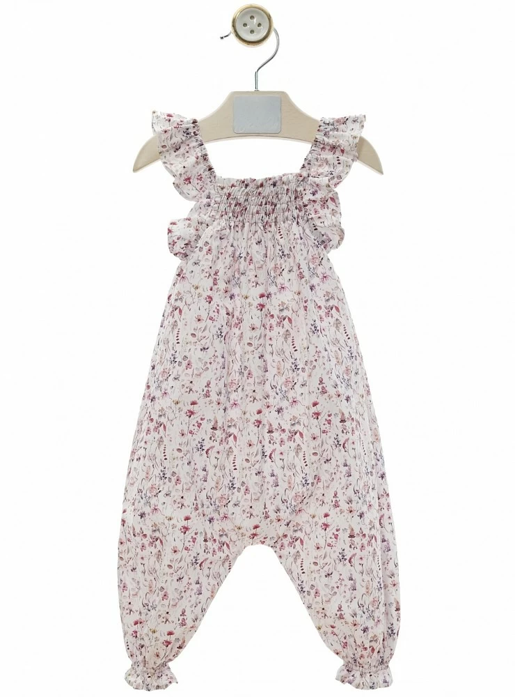 Girl's jumpsuit with flower print Peces collection