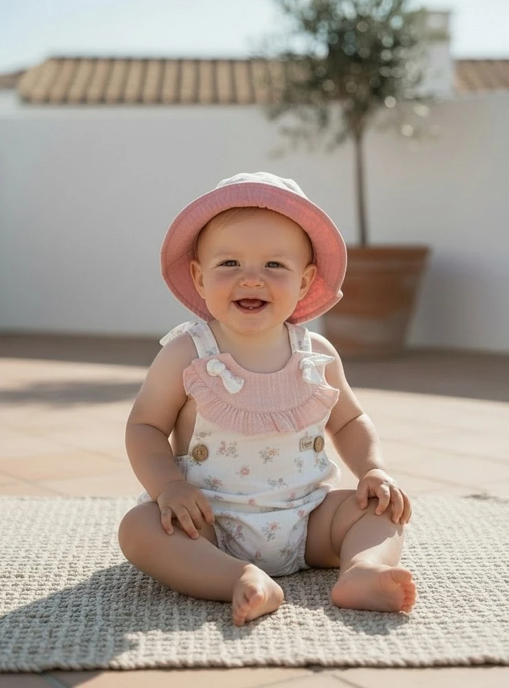 Girl's outfit: Romper and hat from the Provencal collection