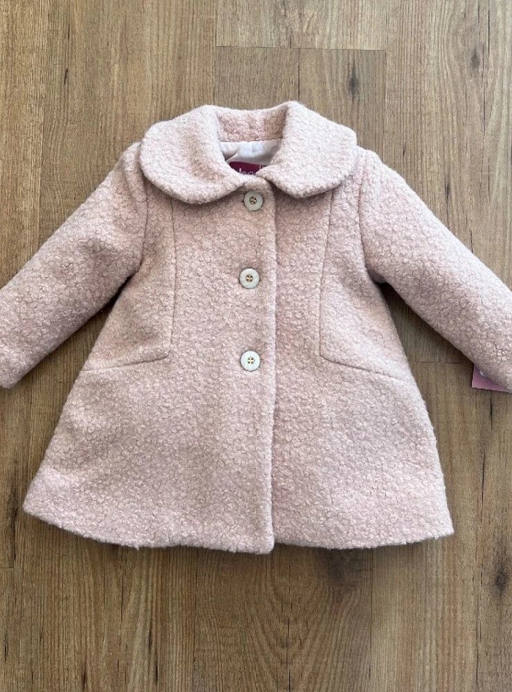 Girls' powder pink boiled woolen coat