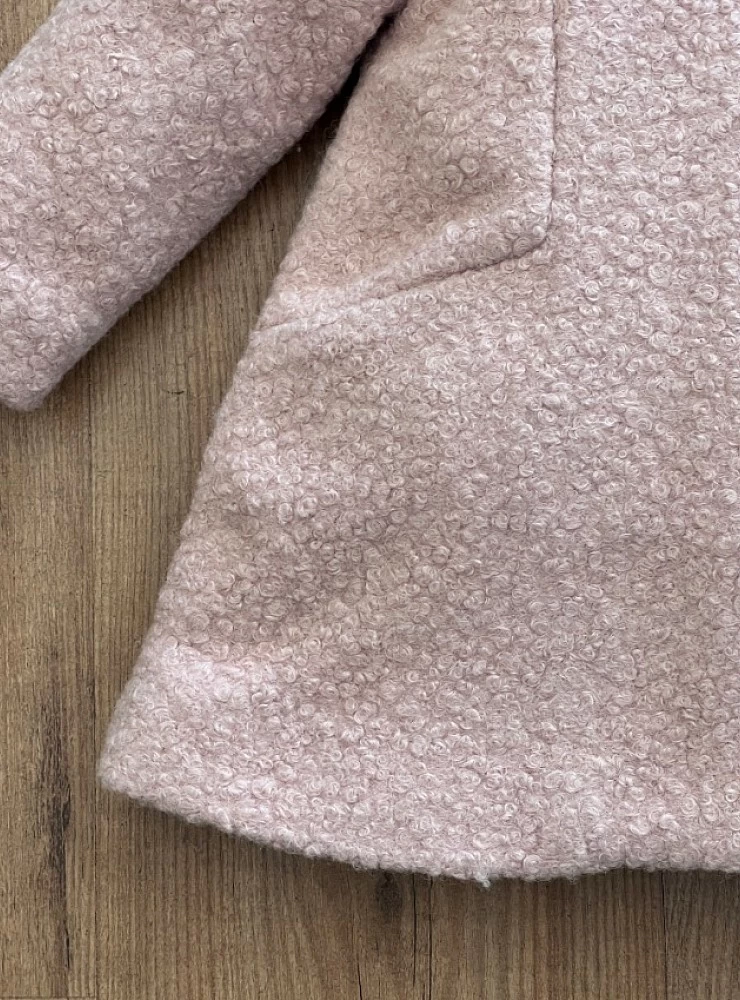 Girls' powder pink boiled woolen coat