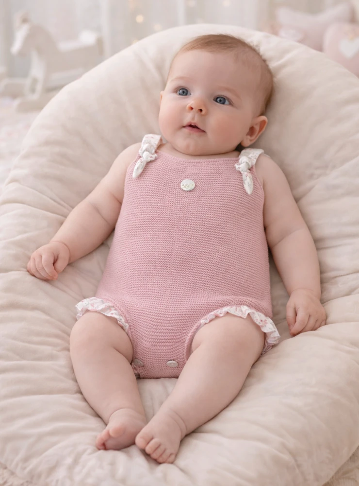 Girl's romper in 100% cotton knit, Toronto collection