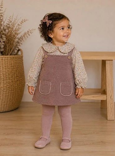 Girls' 3-Piece Set: Pinafore Dress, Blouse and Panties - Cascabel Collection