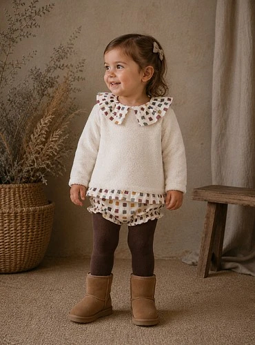 Girls' fleece sweatshirt and briefs set from the Parchis Collection