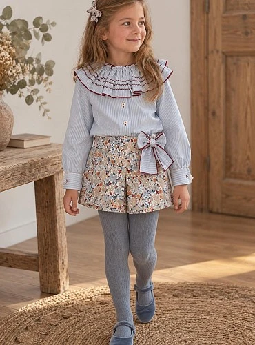 Girls' Set: Blouse and Shorts, Preppy Snowflake Collection