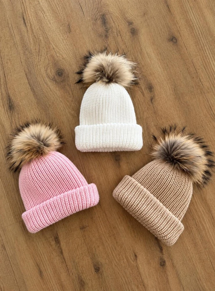 Gorro Bufanda Infantil 2 en 1 de Punto con Pompón Desmontable