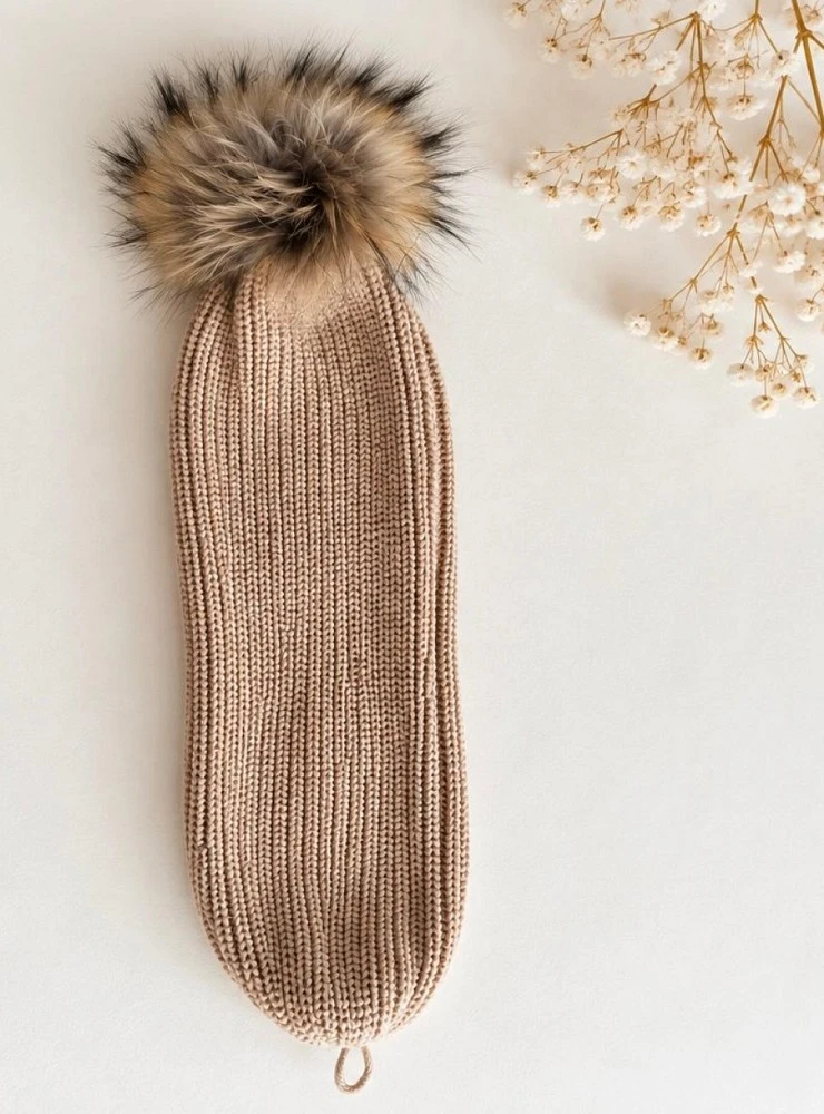 Gorro Bufanda Infantil 2 en 1 de Punto con Pompón Desmontable