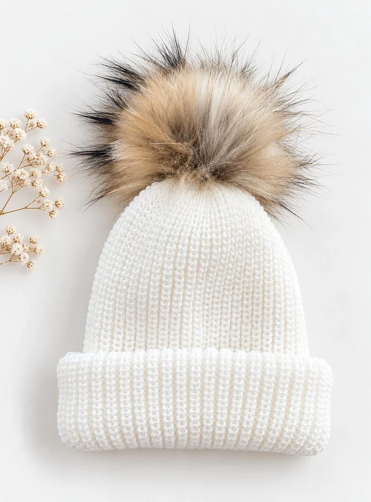 Gorro Bufanda Infantil 2 en 1 de Punto con Pompón Desmontable