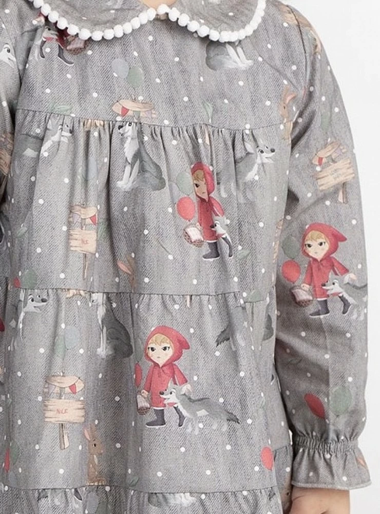 Gray dress with Little Red Riding Hood print