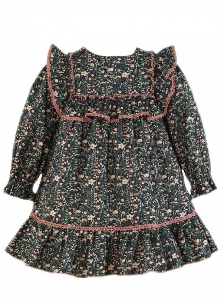 Gray viella baby dress with flower print