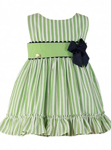 Green and navy striped crepe dress. Very original