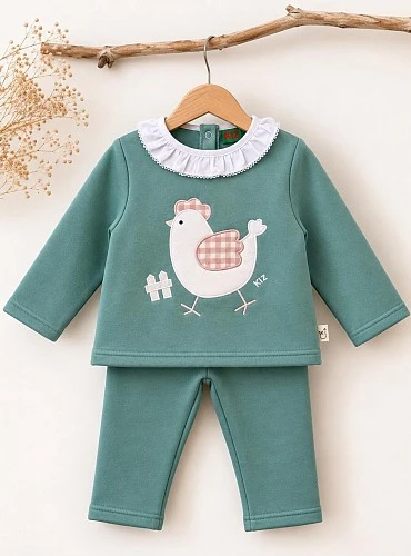 Green Hen Lichen Tracksuit for Girls – Children's Set