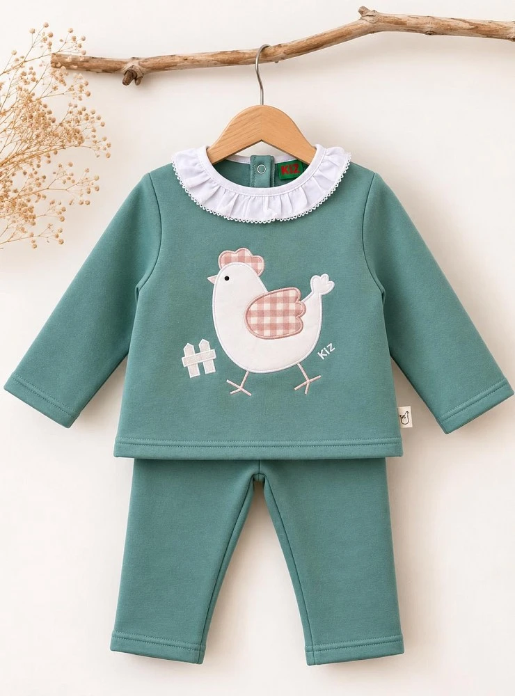 Green Hen Lichen Tracksuit for Girls – Children's Set