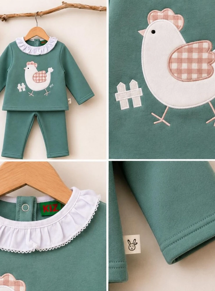 Green Hen Lichen Tracksuit for Girls – Children's Set