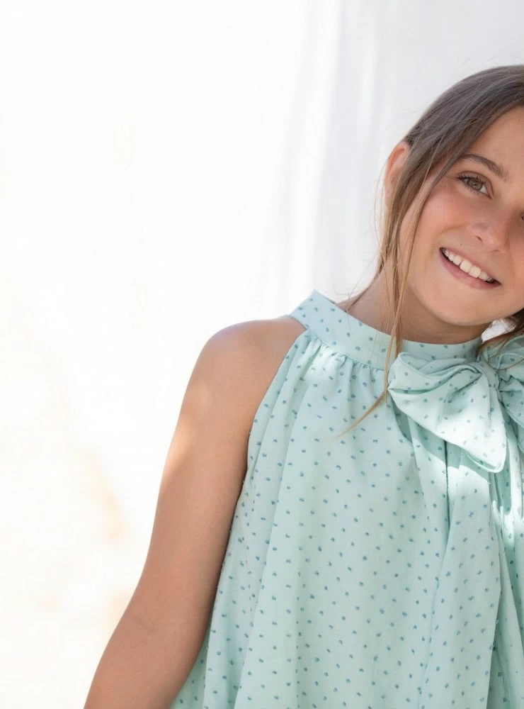 Green plumeti dress Mint Green collection by Eve Children