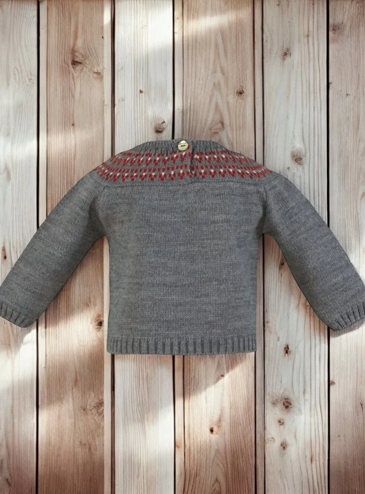 Grey baby boy sweater from the Fir collection