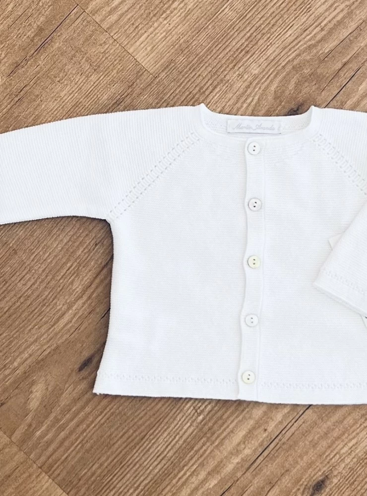 Jacket for boy in white or beige. cotton knit