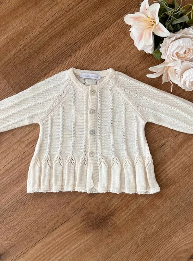 Jacket for girl special ceremony in ivory thread