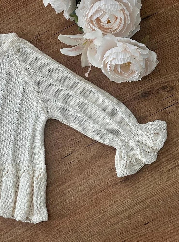 Jacket for girl special ceremony in ivory thread