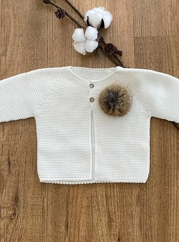Jacket in two colors. Special christening or dressing, It has a natural hair pompom